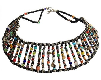 Hand Beaded Multi Coloured Choker, Hand Beaded African Choker, Unique African Choker Necklace,