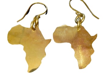 Karte von Afrika Messing Ohrringe, Karte von Afrika Fair Trade Ohrring, Karte von Afrika Schmuck, Karte von Afrika Schmuck, Tribal Ohrringe aus Messing