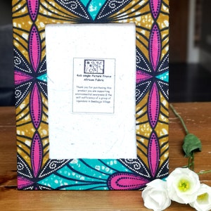 African Fabric Picture Frame, Fair Trade Photo Frame, African Photo Frame, Fair Trade Picture Frame, African Cloth Frame, Recycled Frame Zuri pink