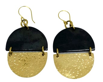 Brass and bone Kenyan earrings, Handmade earrings, Fair trade bone earrings, brass earrings, tribal earrings, African earrings