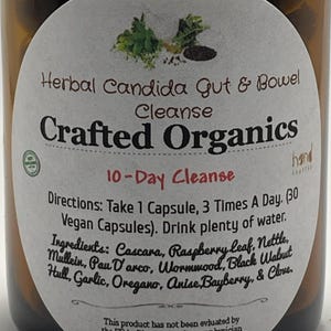 Pflanzliche Candidose Gut & Darm Reinigen Kapseln - Bio, Vegan + Kostenlose Detox Anleitung, 30/60/120ct