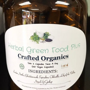 Herbal Green Food Plus Capsules - Organic Superfood Vegan Supplement - 60ct or 120ct