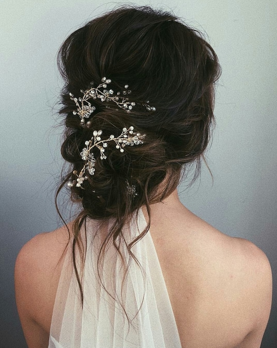 pearl wedding hair vine