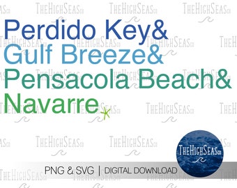 Florida Panhandle Beaches List | Digital Download, Sublimation Design, PNG & SVG file