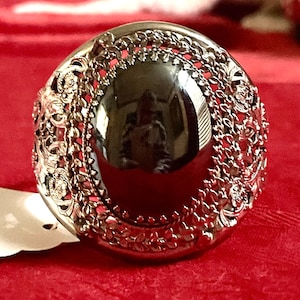 Massive! Vintage WHITING & DAVIS Hematite Cuff Bracelet.