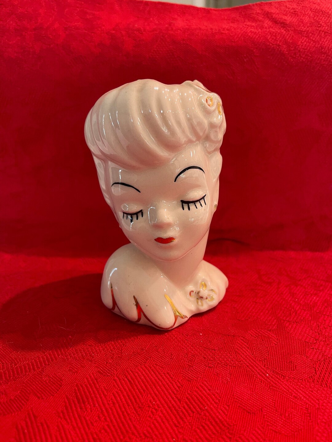 Glamour Girl Head Vase1950swhite W/ Gold Accents Etsy