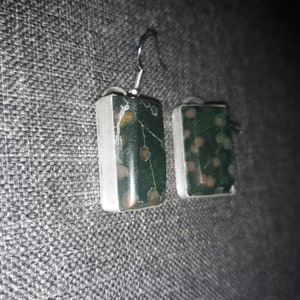 Bloodstone var. Orbicular Heliotrope set in fine silver earrings image 4