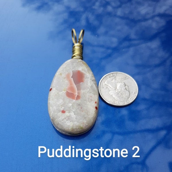 Puddingstone necklace pendant x 3 FREE SHIPPING from Michigan