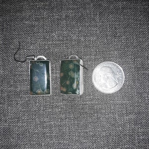 Bloodstone var. Orbicular Heliotrope set in fine silver earrings image 5