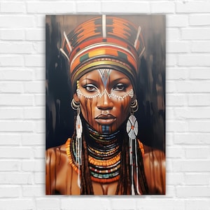 Tribal African Woman Portrait, AI Art, Wall Art, AI Generated Art, Digital Art Print, Digital Download, Digital Art, Printable AI Art