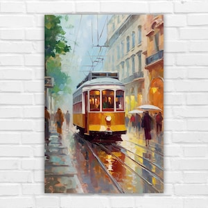 Oil Painting Lisbon Tram, AI Art, Wall Art, AI Wall Art, AI Generated Art, Digital Art Print, Digital Download, Home Decor, Printable