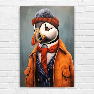 Mr. Puffin, Altered Art, AI Art, Wall Art, AI Generated Art, Digital Art Print, Digital Download, Home Decor, Printable AI Art