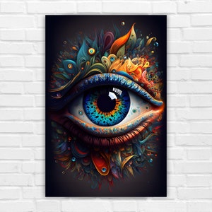 Evil Eye, Mindfulness, Digital Art Print, Wandkunst, AI generiert, AI Art, digitaler Download, Home Decor, druckbare AI Art