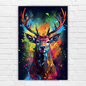 Splatter Art Stag, AI Art, Wall Art, AI Generated Art, Digital Art Print, Digital Download, Digital Art, Printable AI Art, Home Decor