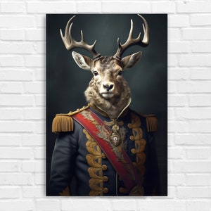 Brigadier Stag, Military, AI Art, Wall Art, AI Generated Art, Digital Art Print, Digital Download, Digital Art, Printable AI Art, Home Decor