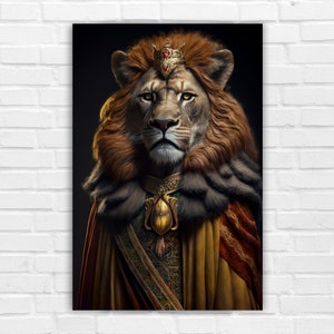 Lion King, AI Art, Wall Art, Altered Art, AI Generated Art, Digital Art Print, Digital Download, Home Decor, Printable AI Art