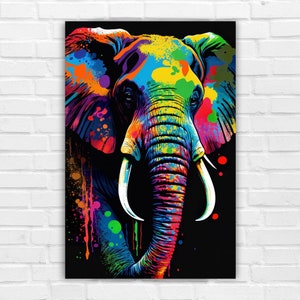 Pop Art Inspired Elephant, AI Art, Wall Art, Printable Art, Home Decor, AI Generated Art, Digital Art Print, Printable AI Art
