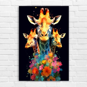 Floral Giraffes, AI Art, Wall Art, AI Generated Art, Digital Art Print, Digital Download, Digital Art, Printable AI Art, Home Decor