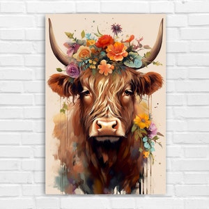 Abstract Highland Cow Digital Print, AI Art, Wall Art, AI Generated Art, Digital Art Print, Digital Download, Digital Art, Printable AI Art