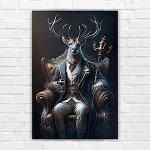 Royal Stag, Digital Art Print, Wall Art, AI Generated, AI Art, Digital Download, Home Decor, Printable AI Art