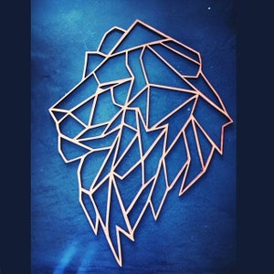 Geometrischer Löwe | Holzlöwe| Hölzerne Löwe-Wandkunst |