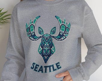 Cozy Seattle Moose Sweatshirt - Customizable