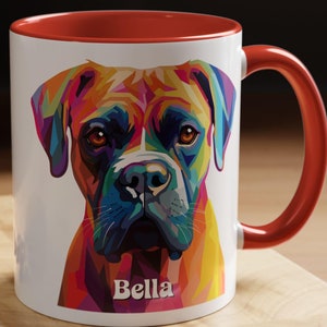 Rainbow Pop Art Boxer Dog Coffee Mug, Personalized Mug, Custom Pet Gift, Colorful Pet Lover Cup, Unique Dog Owner Present
