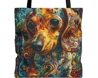 Dachshund Tote Bag: Boho Pop Art Dog Lover Gift