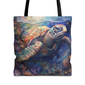 Sea Turtle Aesthetic Boho Tote Bag, Cute Bag Pop Art for the Beach, Shopping, Books, Gift for Turtle Lovers Mother&#39;s Day Birthday Christmas