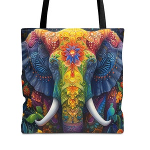 Elephant Boho Tote Bag: Colorful Pop Art Design