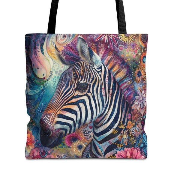 Aesthetic Boho Zebra Tote Bag, Cute Bag Pop Art for the Beach, Shopping, Books, Gift for Zebra Lovers Mother's Day Birthday Christmas