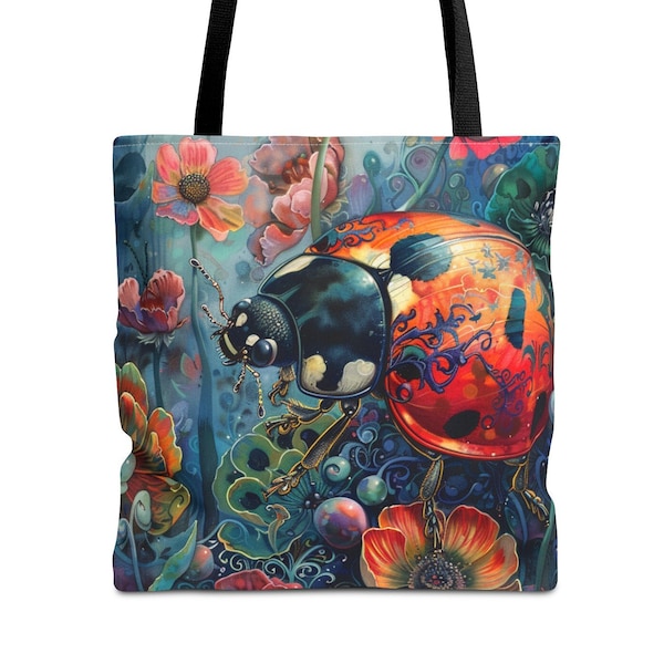 Sac fourre-tout esthétique bohème coccinelle Pop Art mignon pour plage, shopping, livres, cadeau pour les amateurs d'insectes, cadeau d'anniversaire pour la fête des mères, Noël