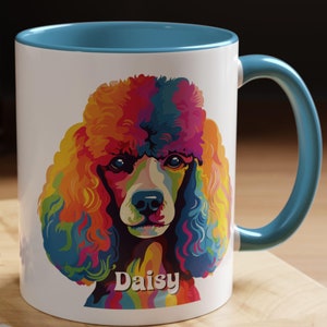 Rainbow Pop Art Poodle Dog Coffee Mug, Personalized Mug, Custom Pet Gift, Colorful Pet Lover Cup, Unique Dog Owner Present