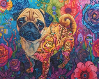 パグ犬の肖像画 1802年 油絵 | ファインアートプリント - Etsy 日本