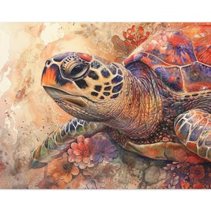 Boho Wasserschildkröte Leinwanddruck: Bunter Ozean Druck