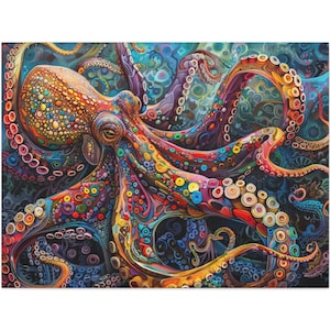 Rainbow Octopus Canvas Art: Boho Pop Ocean Print