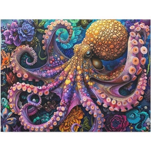 Rainbow Octopus Canvas Art: Boho Pop Art Ocean Print