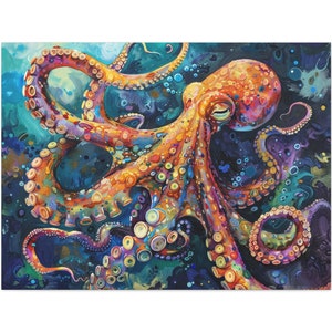 Rainbow Octopus Painting: Boho Pop Art Gallery Wrap Canvas