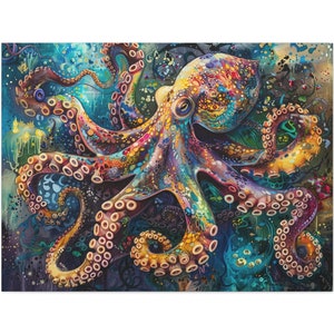 Rainbow Octopus Painting: Boho Pop Art Canvas Wall Art