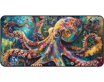 Rainbow Octopus Desk Mat: Pop Art Extended Mouse Pad