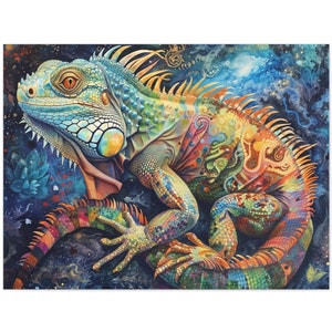 Colorful Iguana Canvas Art: Boho Pop Gallery Wrap Print