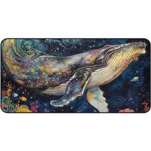 Rainbow Whale Desk Mat: Pop Art Extended Mouse Pad