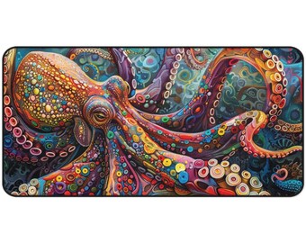 Rainbow Octopus Desk Mat: Pop Art Extended Mouse Pad