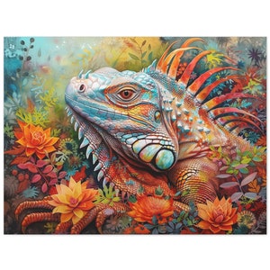 Colorful Iguana Canvas Art: Pop Art Boho Lizard Print