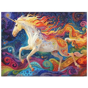 Boho Rainbow Unicorn Canvas Print: Pop Art Gallery Wall Decor