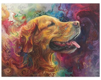 Golden Retriever Dog Art Print: Color Pop Canvas Wall Art
