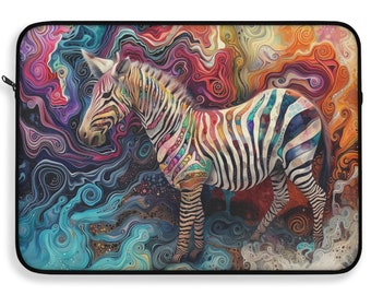 Rainbow Zebra Laptop Sleeve: Boho Pop Art MacBook iPad Case