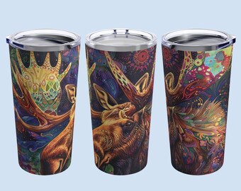 Boho Moose 20oz Tumbler: Insulated Travel Coffee Mug