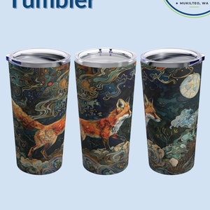 Rotfuchs Mond Thermosbecher: Boho Reisetasse, Kaffeetasse (20 Unzen)