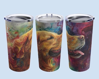 Abstract Golden Retriever Tumbler: Insulated Travel Cup, Dog Mom Gift
